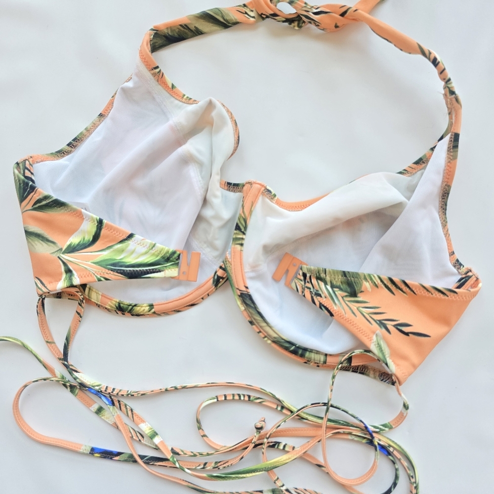 Freya Tropical Print Halter Bikini Top Birds In Paradise Full Figure Bust 34K - Picture 10 of 12